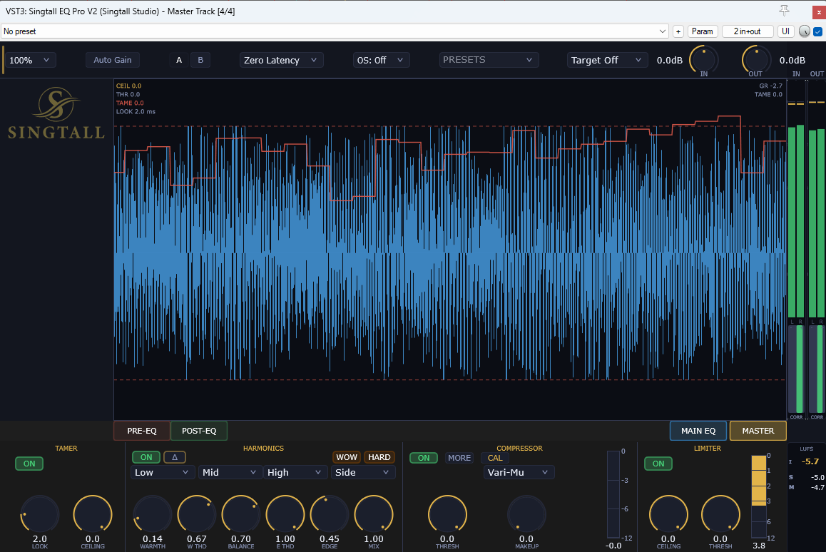Singtall EQ Pro V2 — Master chain screen